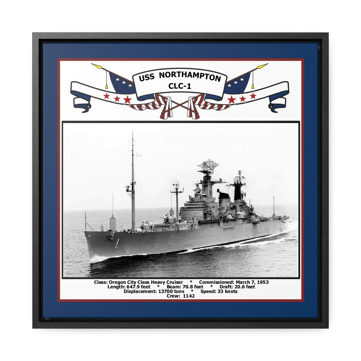 USS Northampton CLC-1 Navy Floating Frame Photo Front View