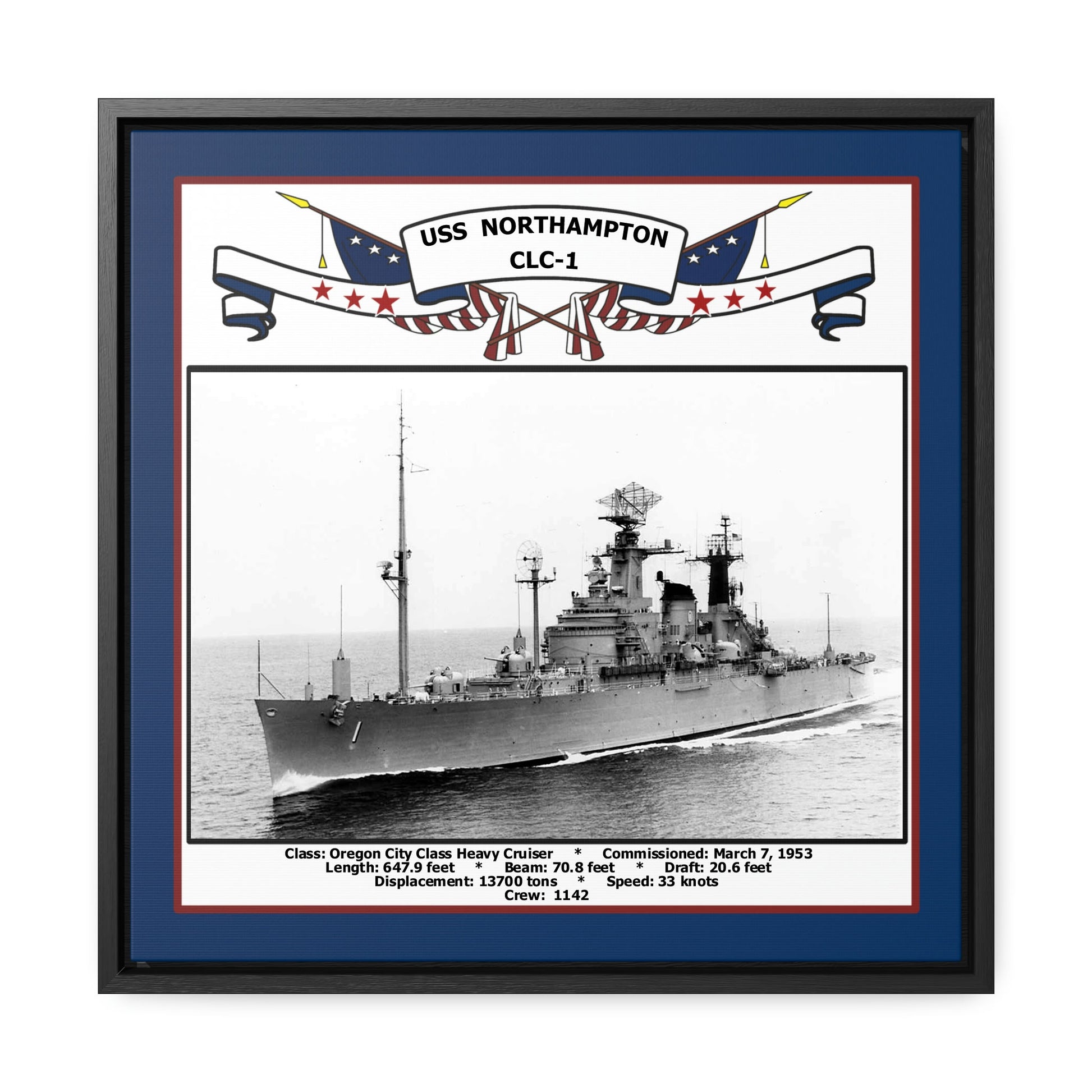 USS Northampton CLC-1 Navy Floating Frame Photo Front View