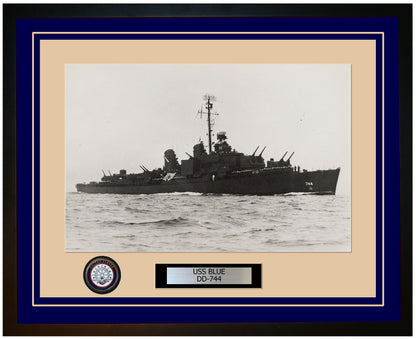 USS BLUE DD-744 Framed Navy Ship Photo Blue