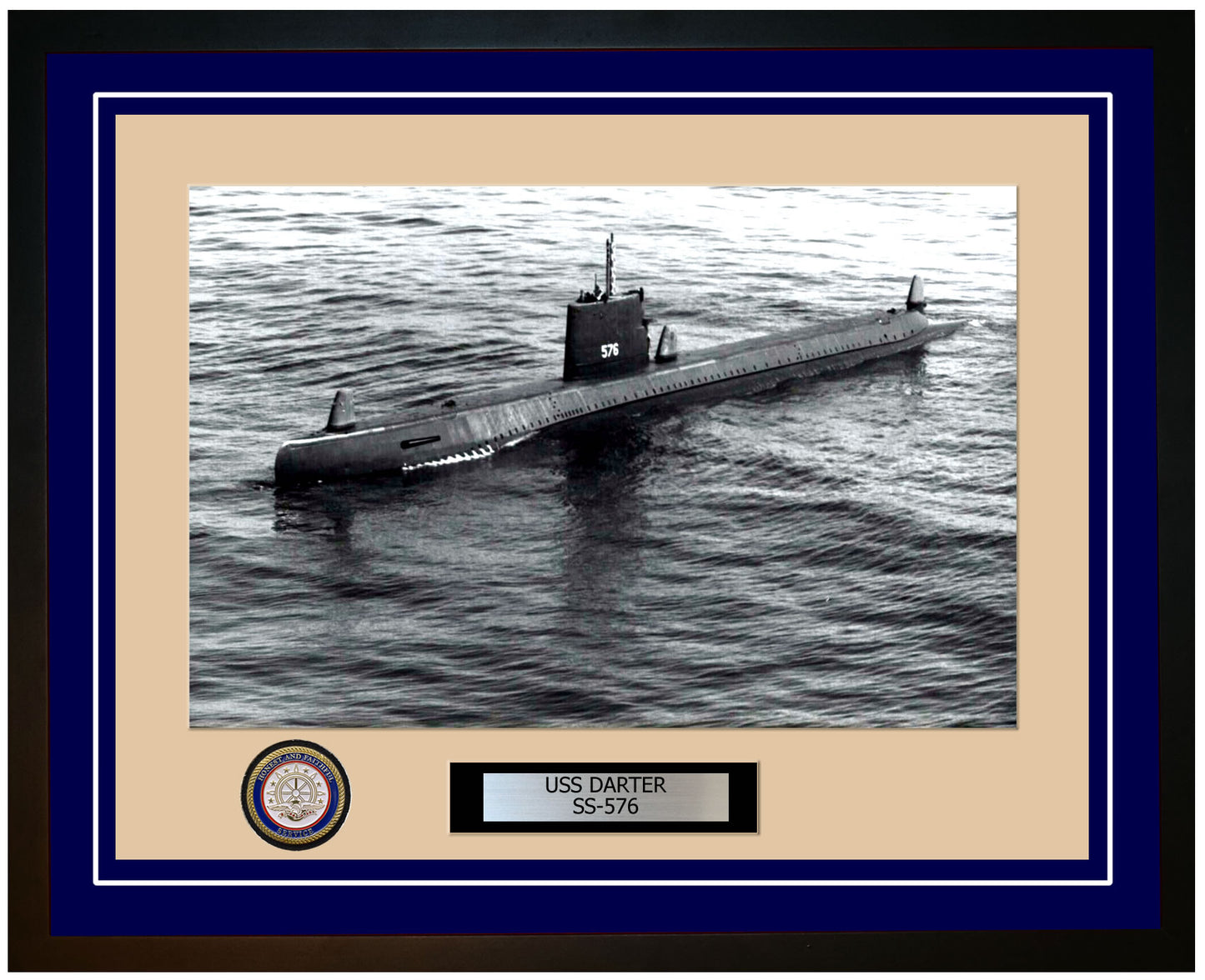 USS Darter SS-576 Framed Navy Ship Photo Blue