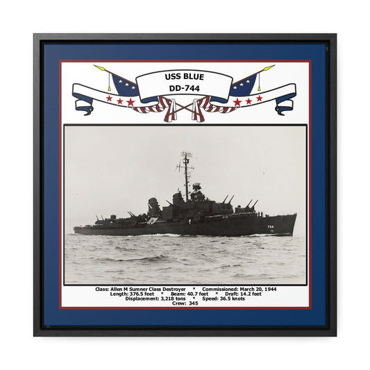 USS Blue DD-744 Navy Floating Frame Photo Front View