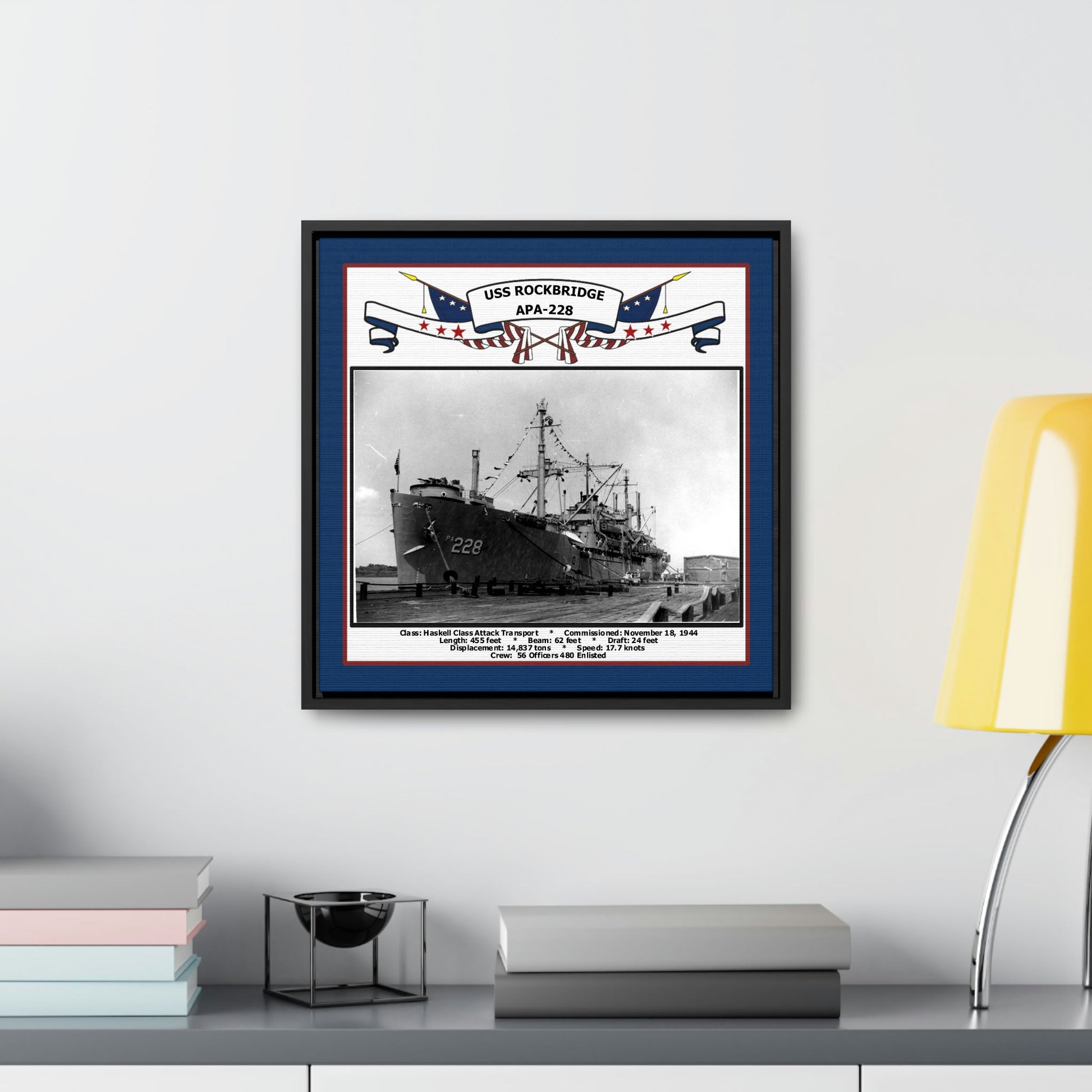 USS Rockbridge APA-228 Navy Floating Frame Photo Desk View