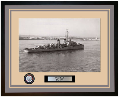 USS BLUE DD-744 Framed Navy Ship Photo Grey