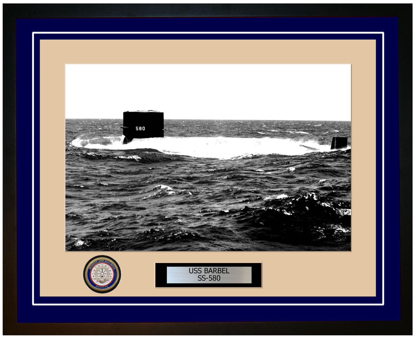 USS Barbel SS-580 Framed Navy Ship Photo Blue