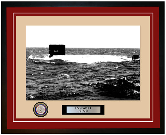 USS Barbel SS-580 Framed Navy Ship Photo Burgundy