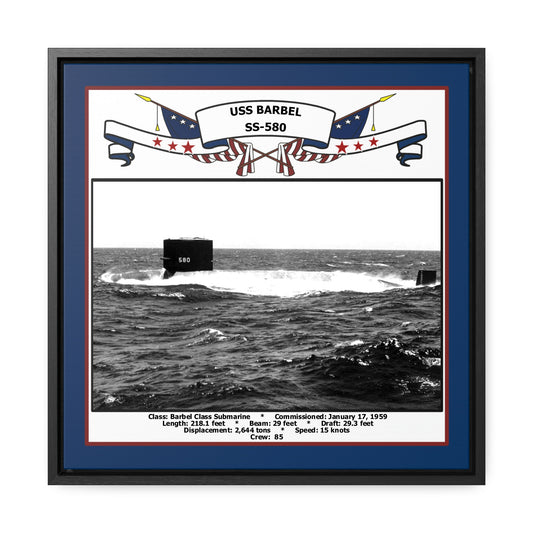 USS Barbel SS-580 Navy Floating Frame Photo Front View
