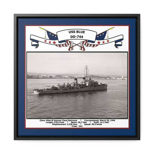 USS Blue DD-744 Navy Floating Frame Photo Front View