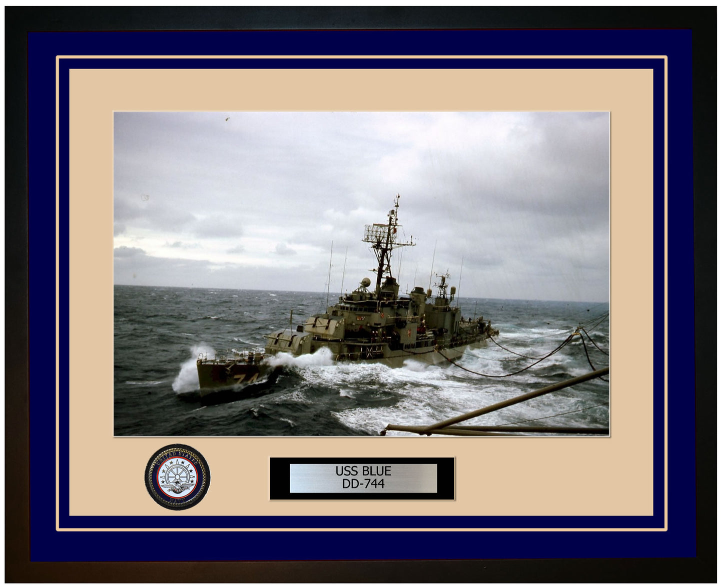 USS BLUE DD-744 Framed Navy Ship Photo Blue