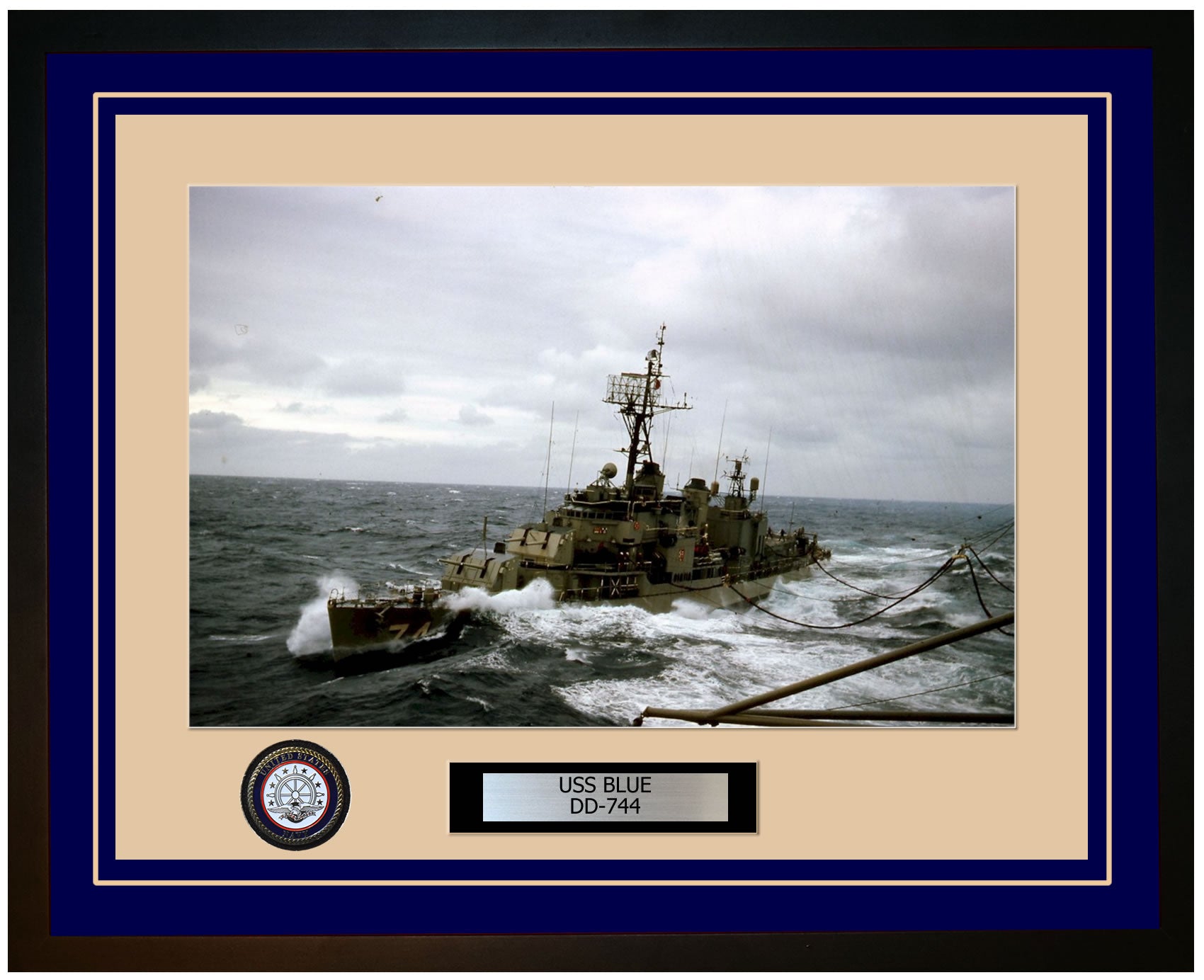 USS BLUE DD-744 Framed Navy Ship Photo Blue