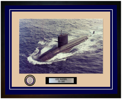 USS Barbel SS-580 Framed Navy Ship Photo Blue