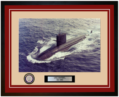 USS Barbel SS-580 Framed Navy Ship Photo Burgundy