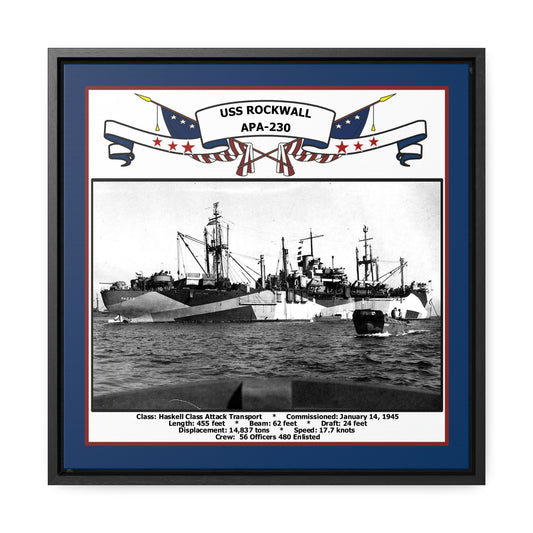 USS Rockwall APA-230 Navy Floating Frame Photo Front View