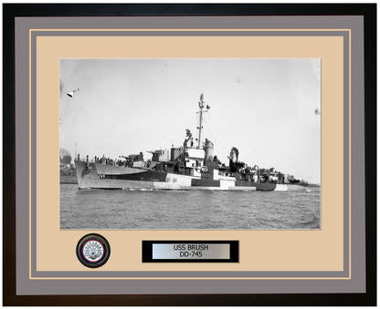USS BRUSH DD-745 Framed Navy Ship Photo Grey