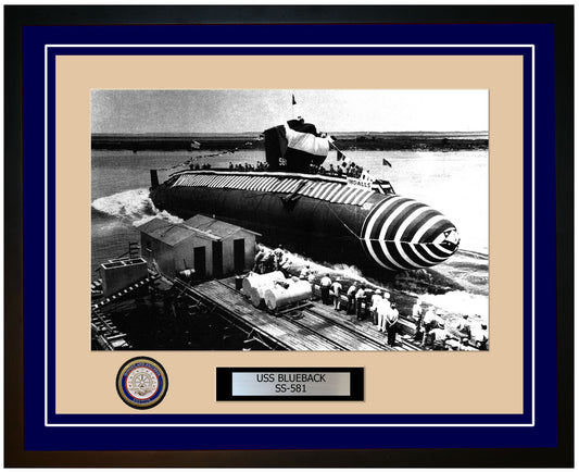 USS Blueback SS-581 Framed Navy Ship Photo Blue
