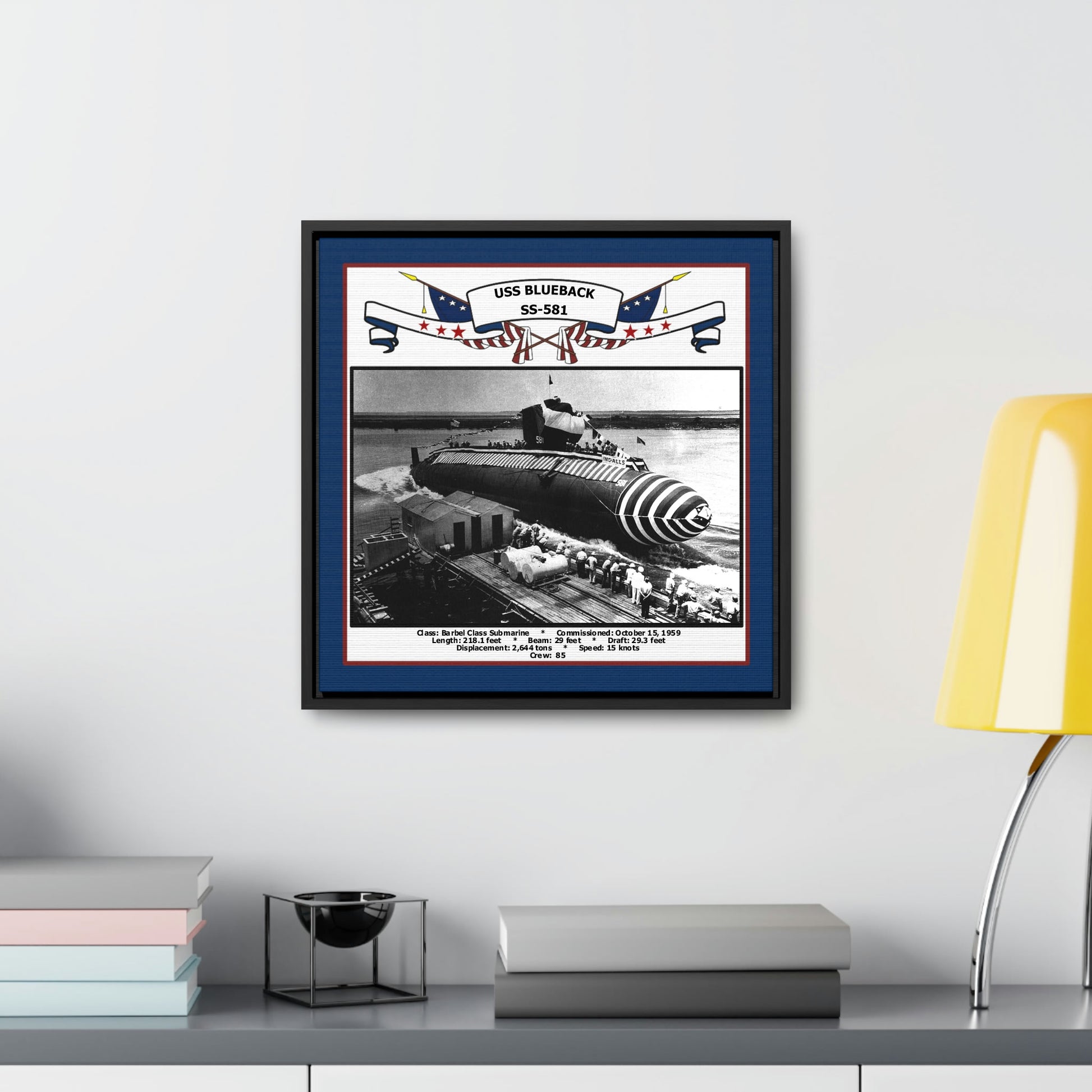 USS Blueback SS-581 Navy Floating Frame Photo Desk View