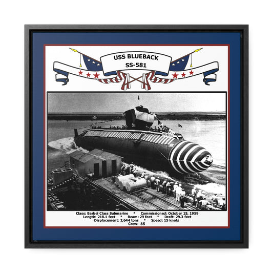 USS Blueback SS-581 Navy Floating Frame Photo Front View