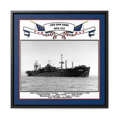 USS San Saba APA-232 Navy Floating Frame Photo Front View