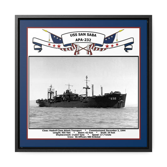 USS San Saba APA-232 Navy Floating Frame Photo Front View