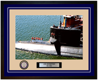 USS Bonefish SS-582 Framed Navy Ship Photo Blue