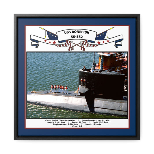 USS Bonefish SS-582 Navy Floating Frame Photo Front View