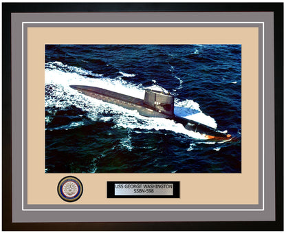USS George Washington SSBN-598 Framed Navy Ship Photo Grey