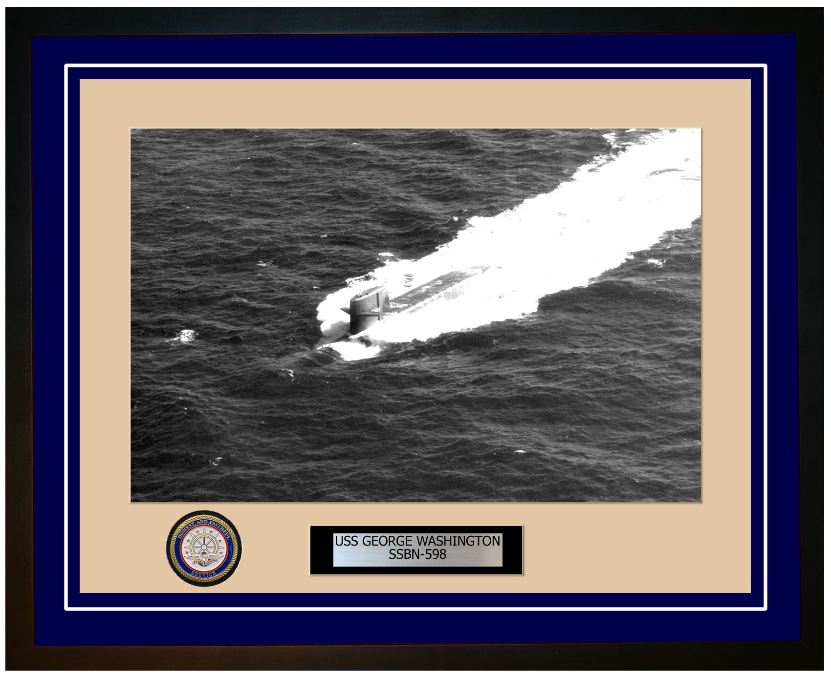 USS George Washington SSBN-598 Framed Navy Ship Photo Blue