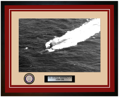 USS George Washington SSBN-598 Framed Navy Ship Photo Burgundy