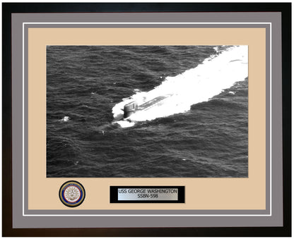USS George Washington SSBN-598 Framed Navy Ship Photo Grey