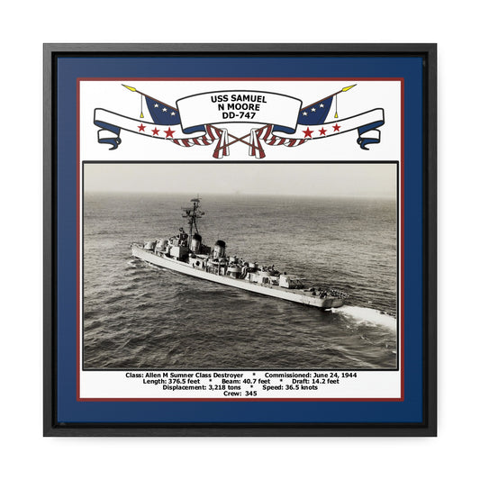 USS Samuel N Moore DD-747 Navy Floating Frame Photo Front View