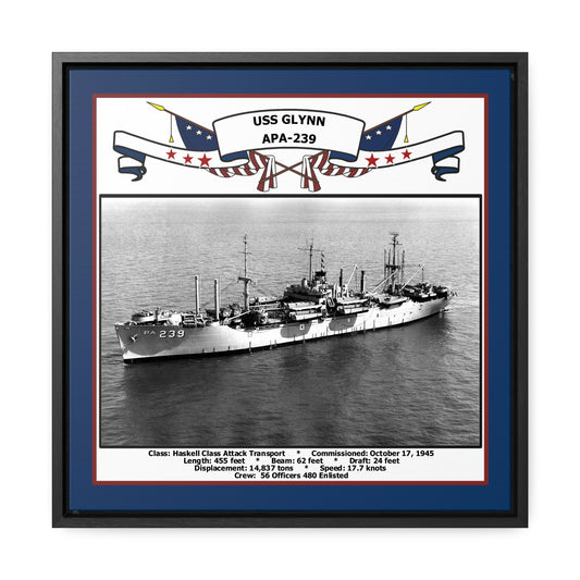 USS Glynn APA-239 Navy Floating Frame Photo Front View