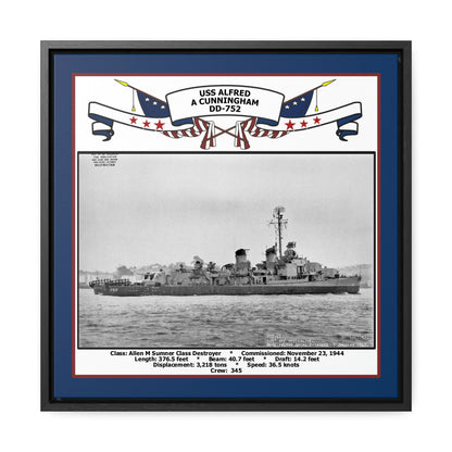 USS Alfred A Cunningham DD-752 Navy Floating Frame Photo Front View
