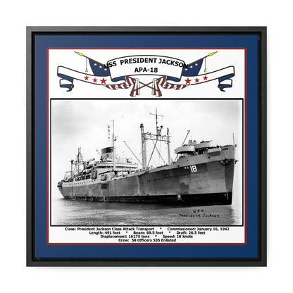 USS President Jackson APA-18 Navy Floating Frame Photo Front View