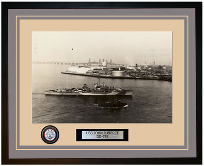 USS JOHN R PIERCE DD-753 Framed Navy Ship Photo Grey
