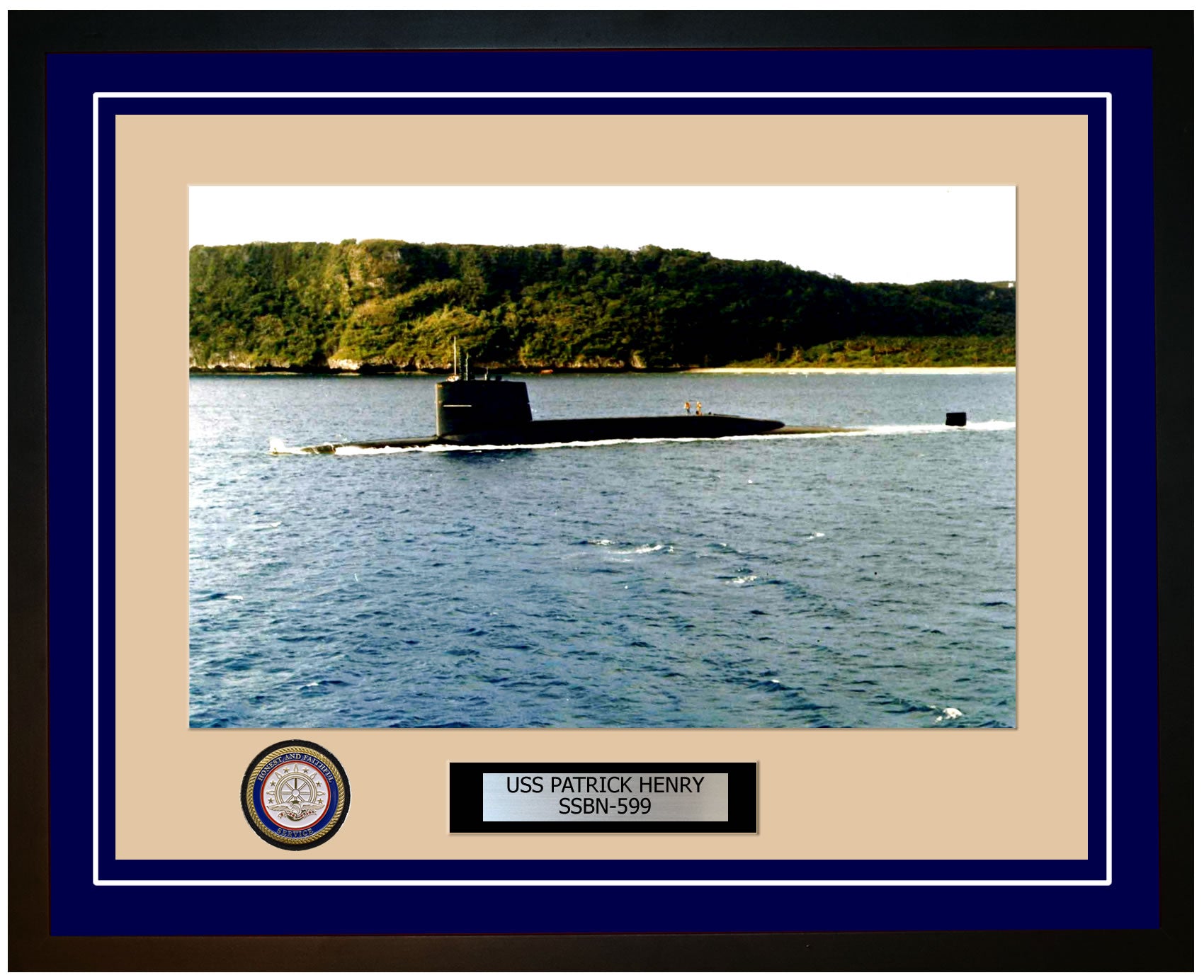 USS Patrick Henry SSBN-599 Framed Navy Ship Photo Blue