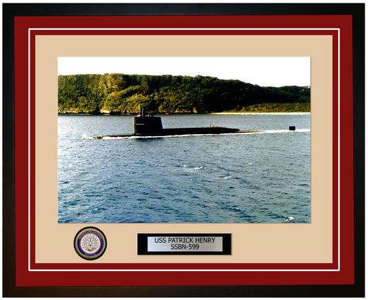 USS Patrick Henry SSBN-599 Framed Navy Ship Photo Burgundy