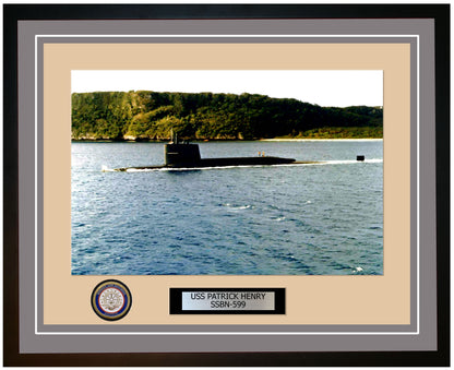 USS Patrick Henry SSBN-599 Framed Navy Ship Photo Grey
