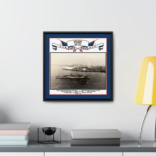 USS John R Pierce DD-753 Navy Floating Frame Photo Desk View