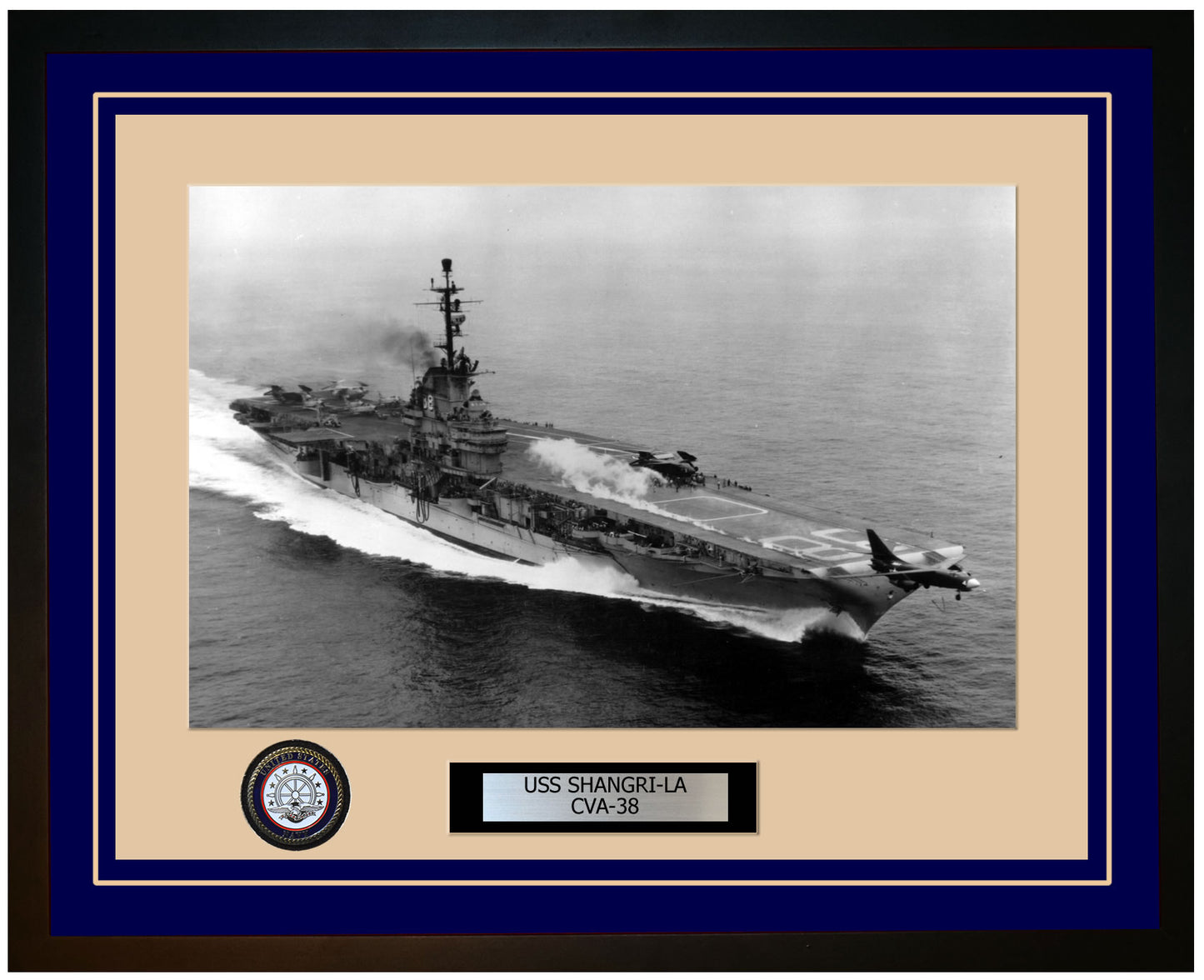USS SHANGRI-LA CVA-38 Framed Navy Ship Photo Blue