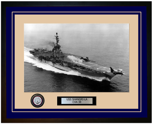 USS SHANGRI-LA CVA-38 Framed Navy Ship Photo Blue