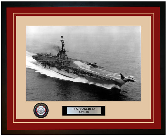 USS SHANGRI-LA CVA-38 Framed Navy Ship Photo Burgundy