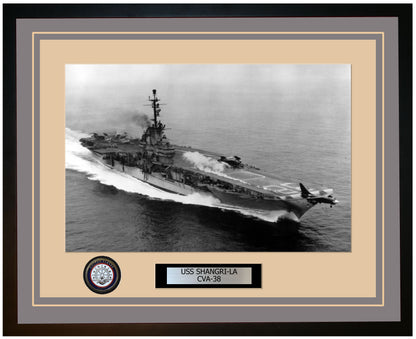 USS SHANGRI-LA CVA-38 Framed Navy Ship Photo Grey