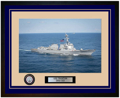 USS TRUXTUN DDG-103 Framed Navy Ship Photo Blue