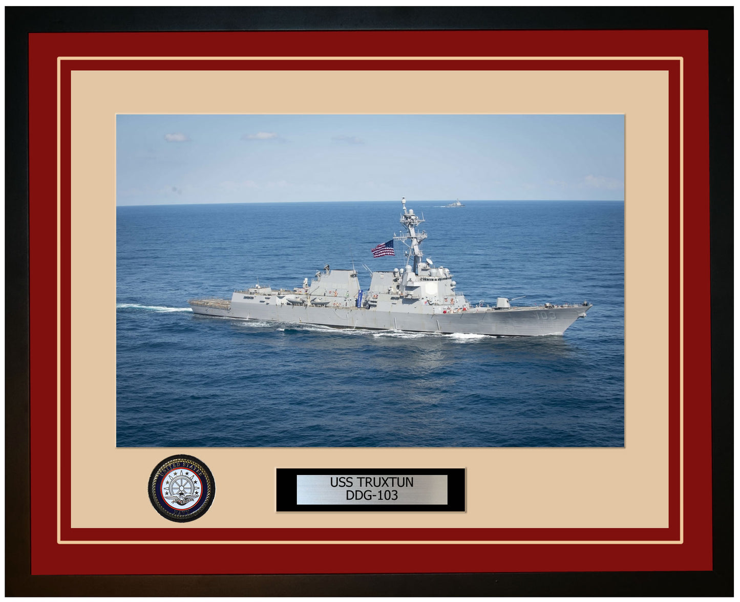 USS TRUXTUN DDG-103 Framed Navy Ship Photo Burgundy