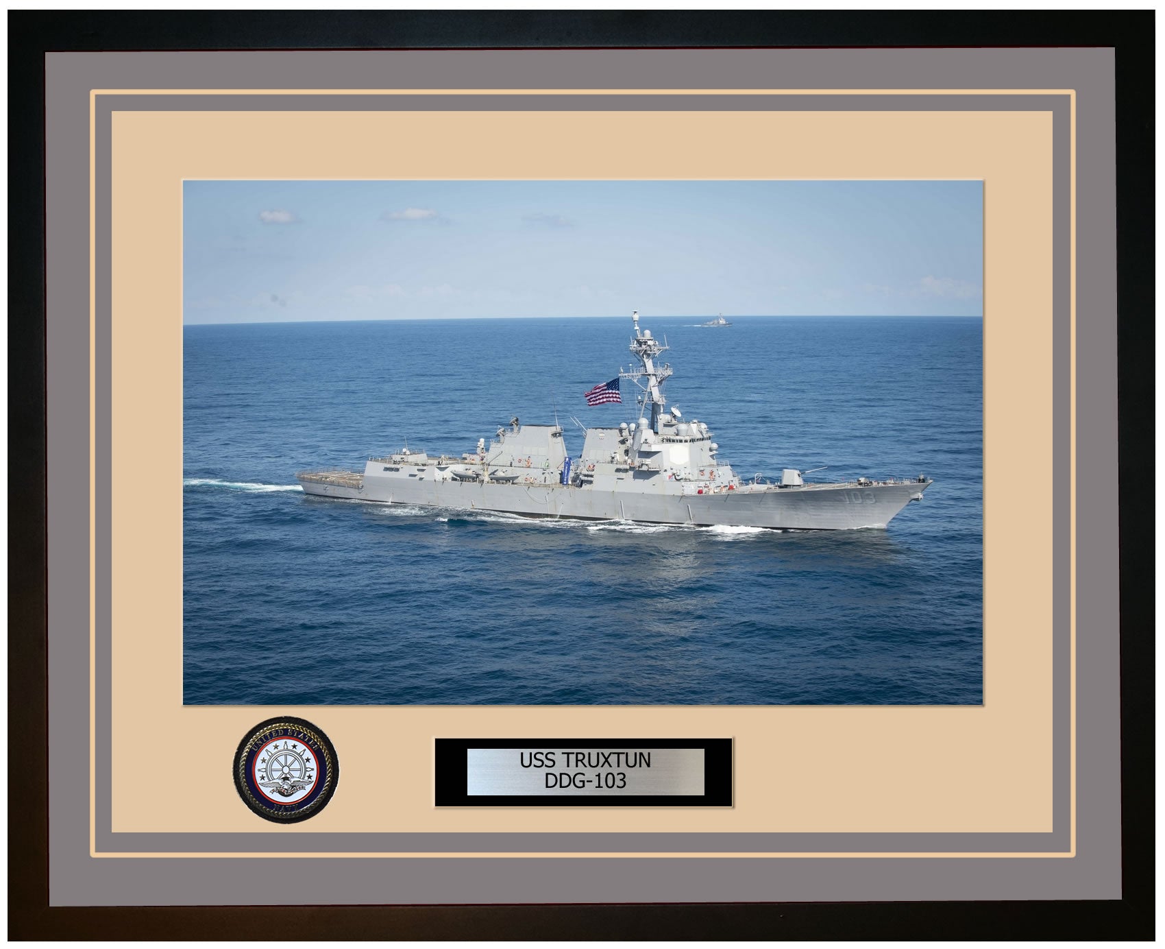 USS TRUXTUN DDG-103 Framed Navy Ship Photo Grey