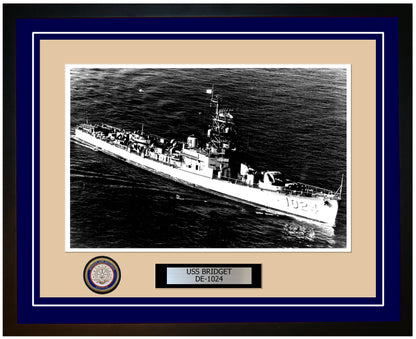 USS Bridget DE-1024 Framed Navy Ship Photo Blue