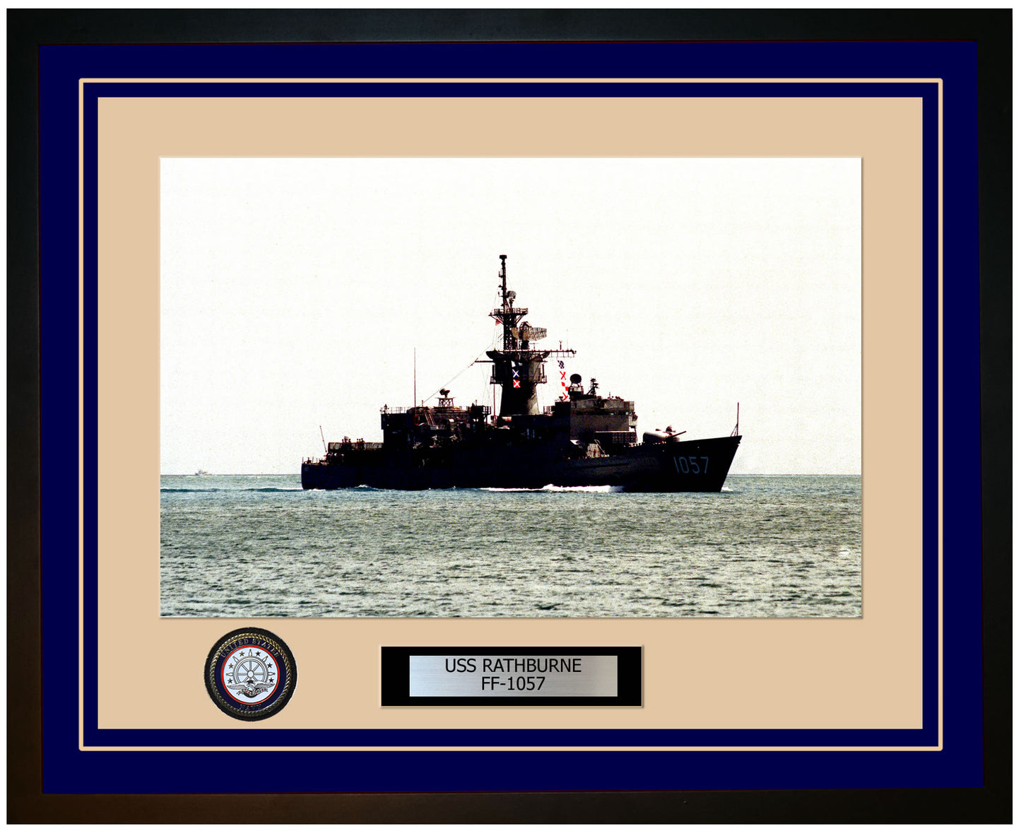 USS RATHBURNE FF-1057 Framed Navy Ship Photo Blue