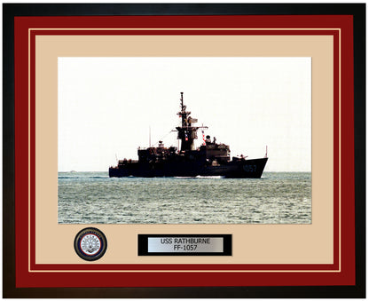 USS RATHBURNE FF-1057 Framed Navy Ship Photo Burgundy