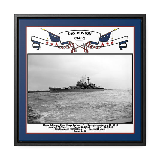 USS Boston CAG-1 Navy Floating Frame Photo Front View