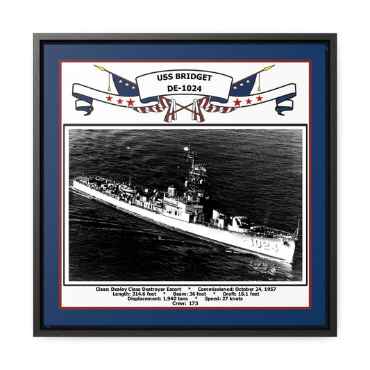 USS Bridget DE-1024 Navy Floating Frame Photo Front View