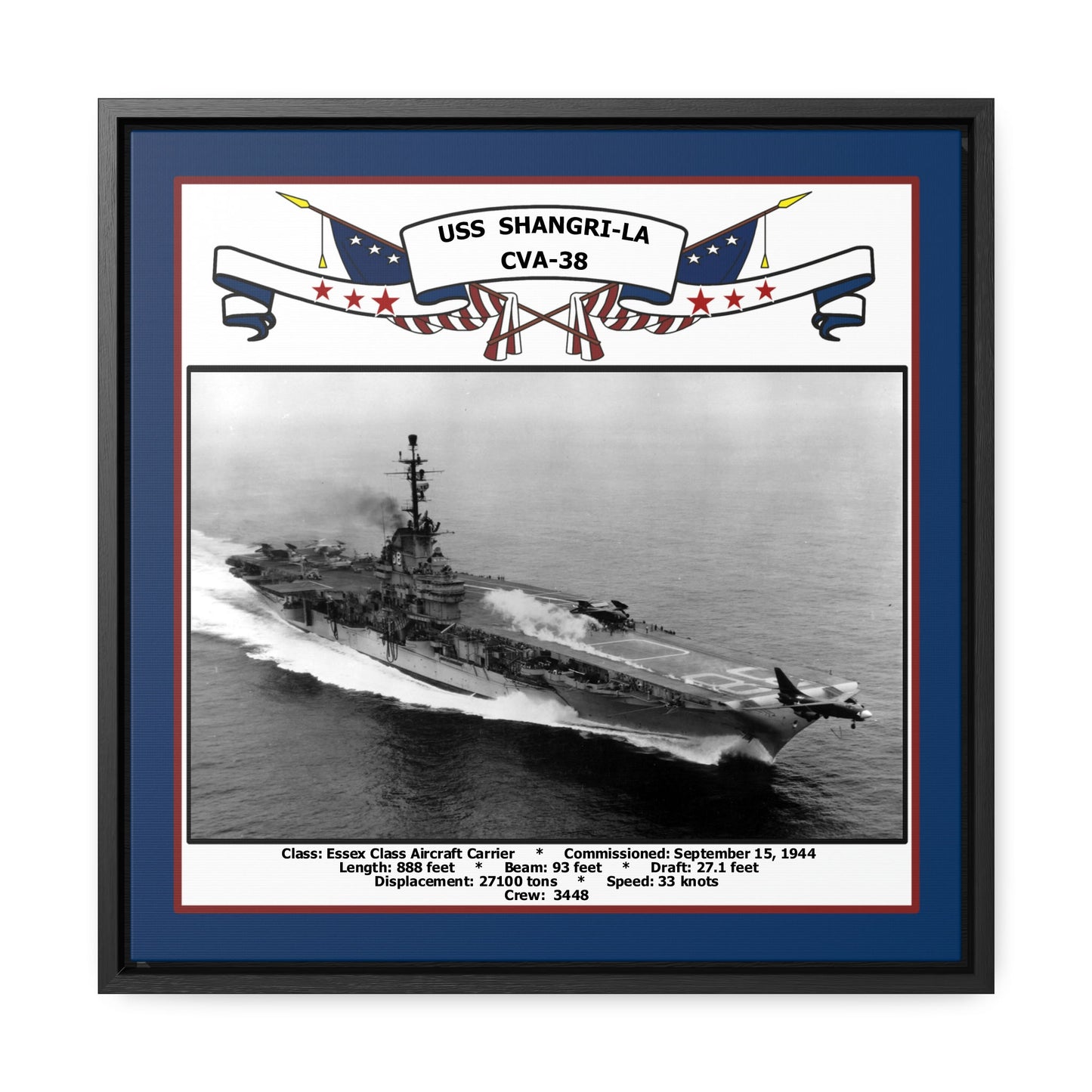 USS Shangri-La CVA-38 Navy Floating Frame Photo Front View